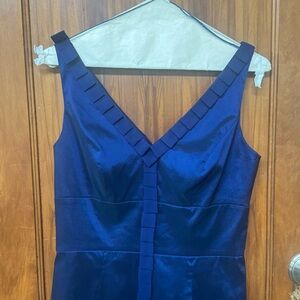 Vintage Arianna Pappell V-neck cocktail dress w/ silk trim royal blue (4/6)